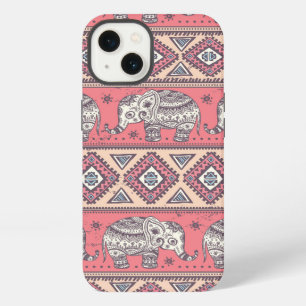 Patrón étnico de elefante rosa