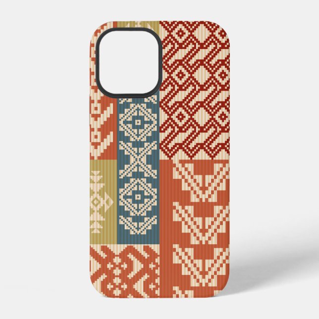 Funda Para iPhone Patrón étnico ornamental de patchwork geométrico (Reverso )