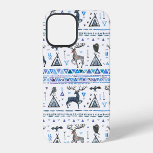 Funda Para iPhone 12 Patrón étnico tribal continuo con animales y dr