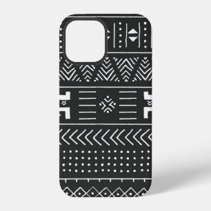 Funda Para iPhone 12 Patrón étnico tribal en blanco y negro con geometr