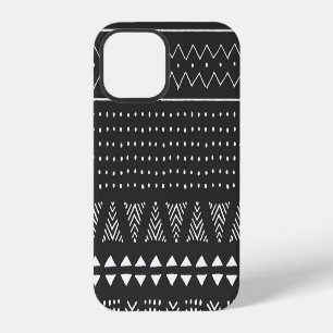 Funda Para iPhone 12 Patrón étnico tribal: negro blanco.