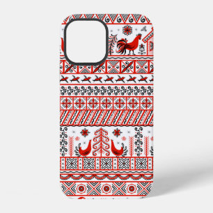 Funda Para iPhone 12 Patrón étnico tribal rojo sin costuras
