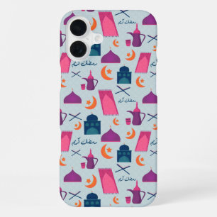 Funda Para iPhone 16 Plus Patrón feliz de Ramadán