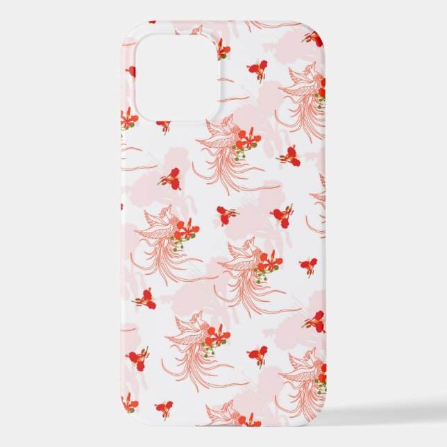 Funda Para iPhone Patrón Fénix Bird Y Phoenix Flower Seamless (Reverso )