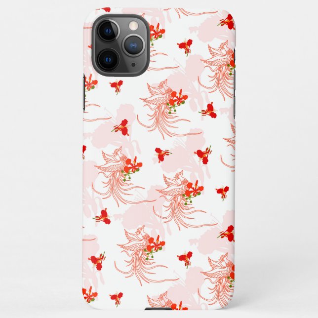 Funda Para iPhone Patrón Fénix Bird Y Phoenix Flower Seamless (Reverso)