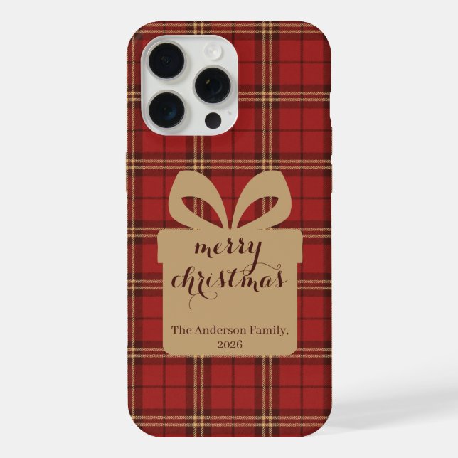 Funda Para iPhone Patrón festivo de Navidades de la placa roja - (Reverso )