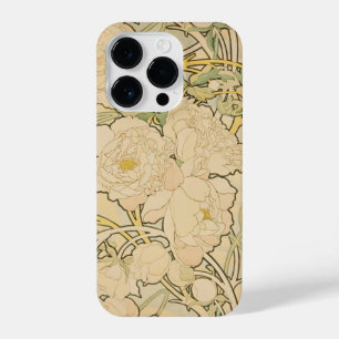 Funda Para iPhone 14 Pro Patrón floral Alphonse Mucha Art Nouveau