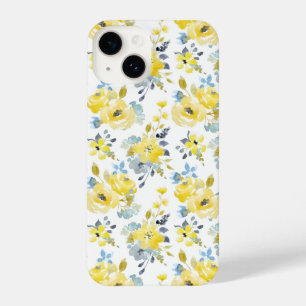 Funda Para iPhone 14 Patrón floral amarillo acuarela