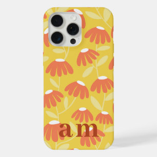 Patrón floral amarillo y naranja con 2 iniciales m