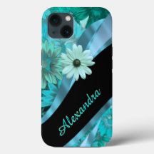 Patrón floral azul bonito aqua