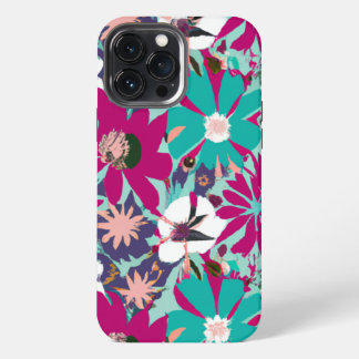 Funda Para iPhone 13 Pro Max Patrón floral azul y púrpura