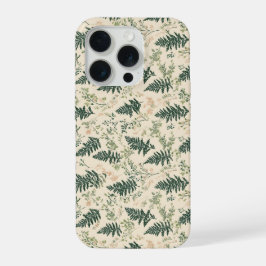 Patrón floral beige verde botánico helecho