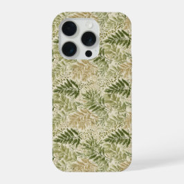Patrón floral beige verde botánico helecho