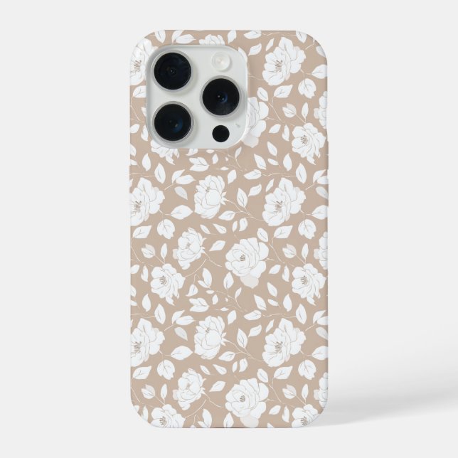 Funda Para iPhone Patrón floral blanco rosa neutro chic (Reverso )