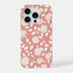 Patrón floral blanco rosa pastel minimalista