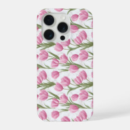 Patrón floral blanco tulipán rosa moderno