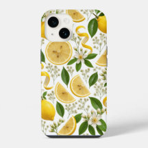 Patrón floral botánico y limón exprimido realista