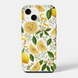 Funda Para iPhone 14 Patrón floral botánico y limón exprimido realista