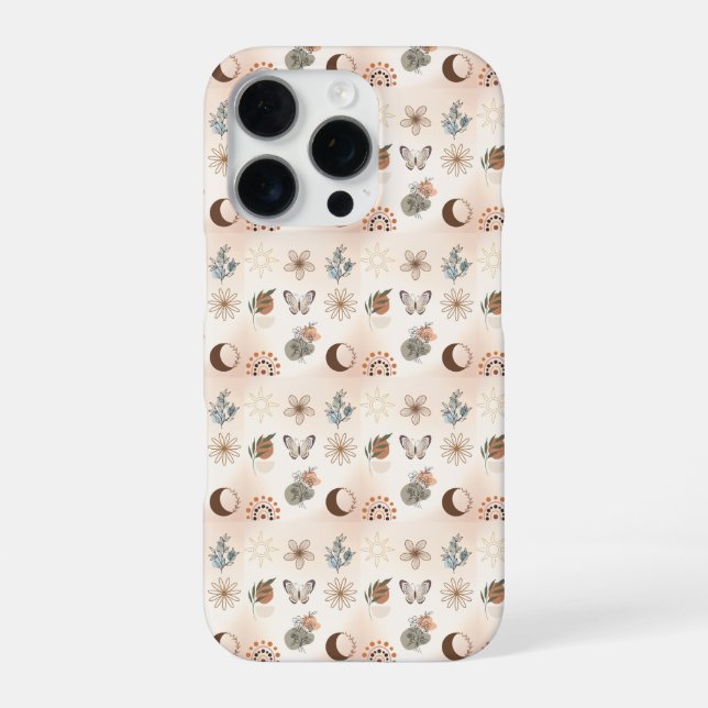 Funda Para iPhone Patrón floral celestial boho (Reverso)