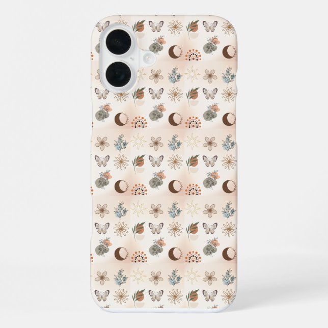 Funda Para iPhone Patrón floral celestial boho (Reverso )