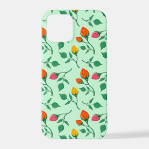 Funda Para iPhone 12 Pro Patrón floral con flores subió de color