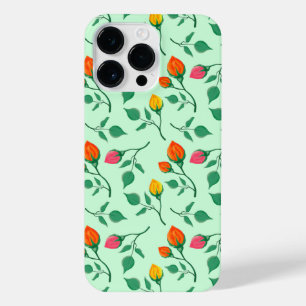 Funda Para iPhone 14 Pro Max Patrón floral con flores subió de color