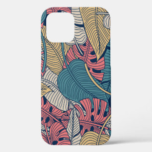 Funda Para iPhone 12 Patrón floral continuo con hojas. fondo tropical