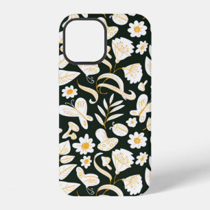 Funda Para iPhone 12 Patrón floral continuo con mariposas y bichos.