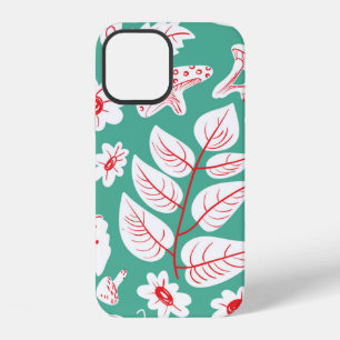 Funda Para iPhone 12 Patrón floral continuo con mariposas y bichos.