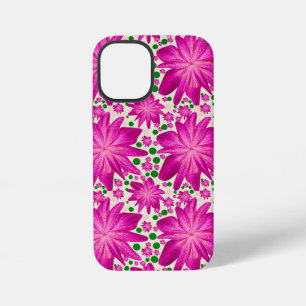 Funda Para iPhone 12 Mini Patrón floral continuo de color rosa intenso