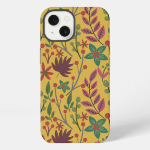 Patrón floral continuo de flores y hojas amarillas