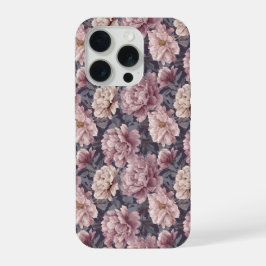 Patrón floral crema de peonía malva romántica