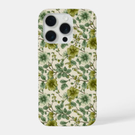 Patrón floral crema verde botánico