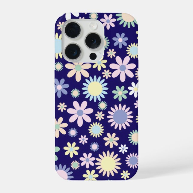 Funda Para iPhone Patrón floral de fondo azul (Reverso )