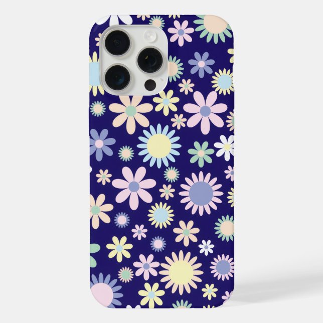 Funda Para iPhone Patrón floral de fondo azul (Reverso )