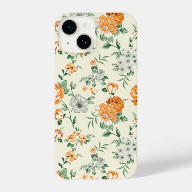 Funda Para iPhone Patrón floral de jardín amarillo suave (Reverso )