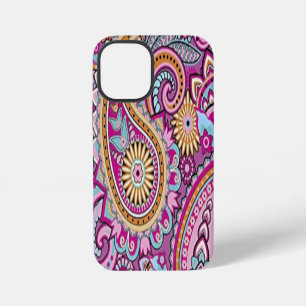 Funda Para iPhone 12 Mini Patrón floral de paisley boho vibrante   Arte colo