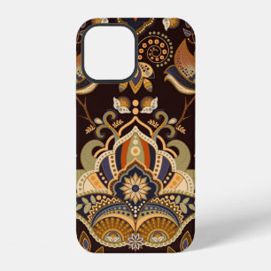 Funda Para iPhone 12 Patrón floral de paisley sin costuras. Fondo oscur
