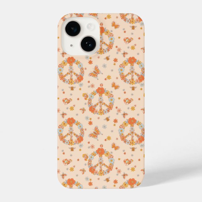 Funda Para iPhone Patrón floral de paz naranja (Reverso )