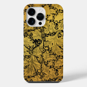 Funda Para iPhone 14 Pro Max Patrón floral dorado Flor oriental