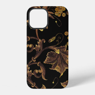 Funda Para iPhone 12 Patrón floral dorado renacentista de bordado sin c