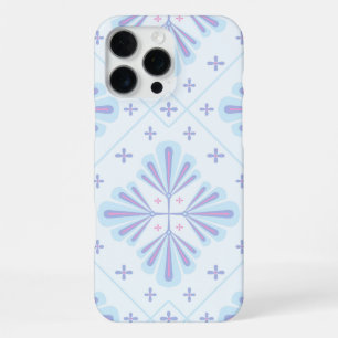 Funda Para iPhone 16 Pro Max Patrón floral geométrico azul pastel