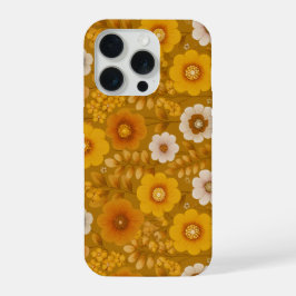 Patrón floral mostaza flor de tono cálido retro