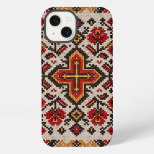 Patrón floral naranja tribal marroquí vintage