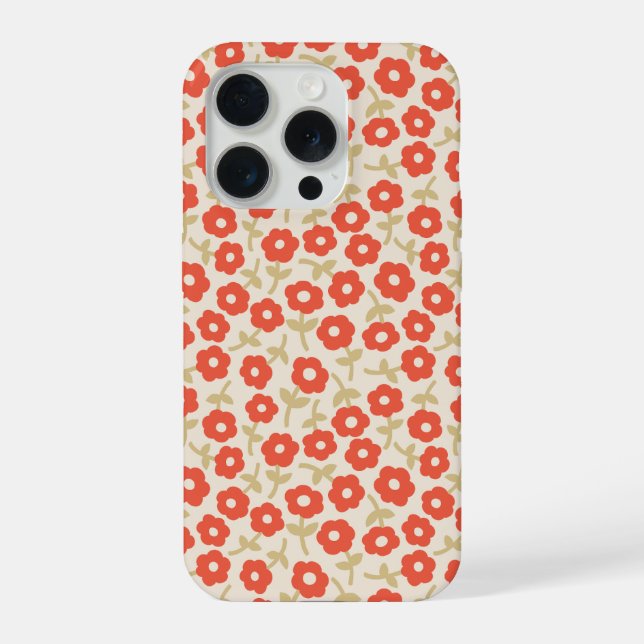 Funda Para iPhone Patrón floral pequeño rojo retro (Reverso )