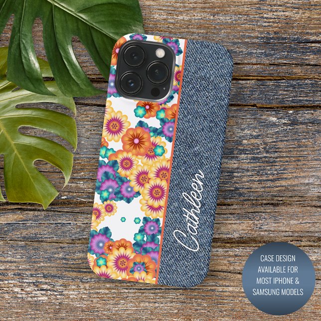 Funda Para iPhone Patrón Floral personalizado En Jeans De Denim Azul (Subido por el creador)