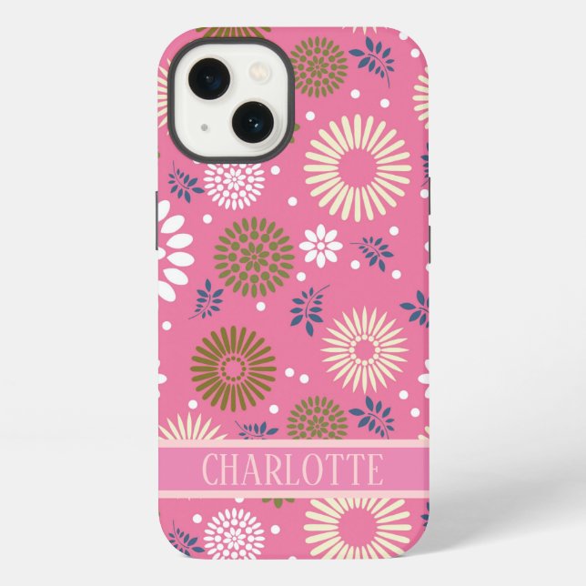 Funda Para iPhone Patrón floral retro (Reverso )