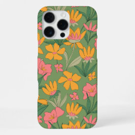 Funda Para iPhone 16 Pro Max Patrón Floral Retro Cálido Sin Costuras