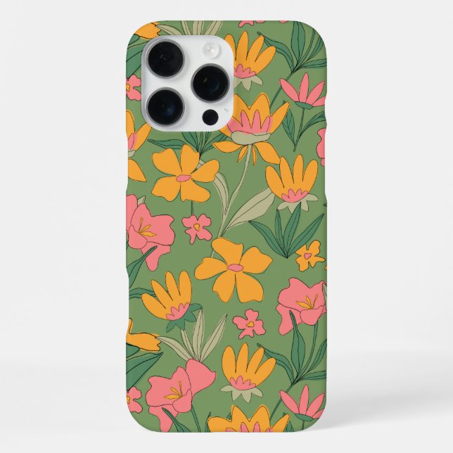 Funda Para iPhone Patrón Floral Retro Cálido Sin Costuras (Reverso )