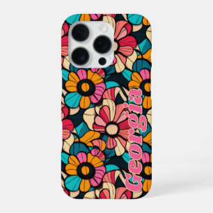Funda Para iPhone 16 Pro Patrón floral retro fantástico personalizado